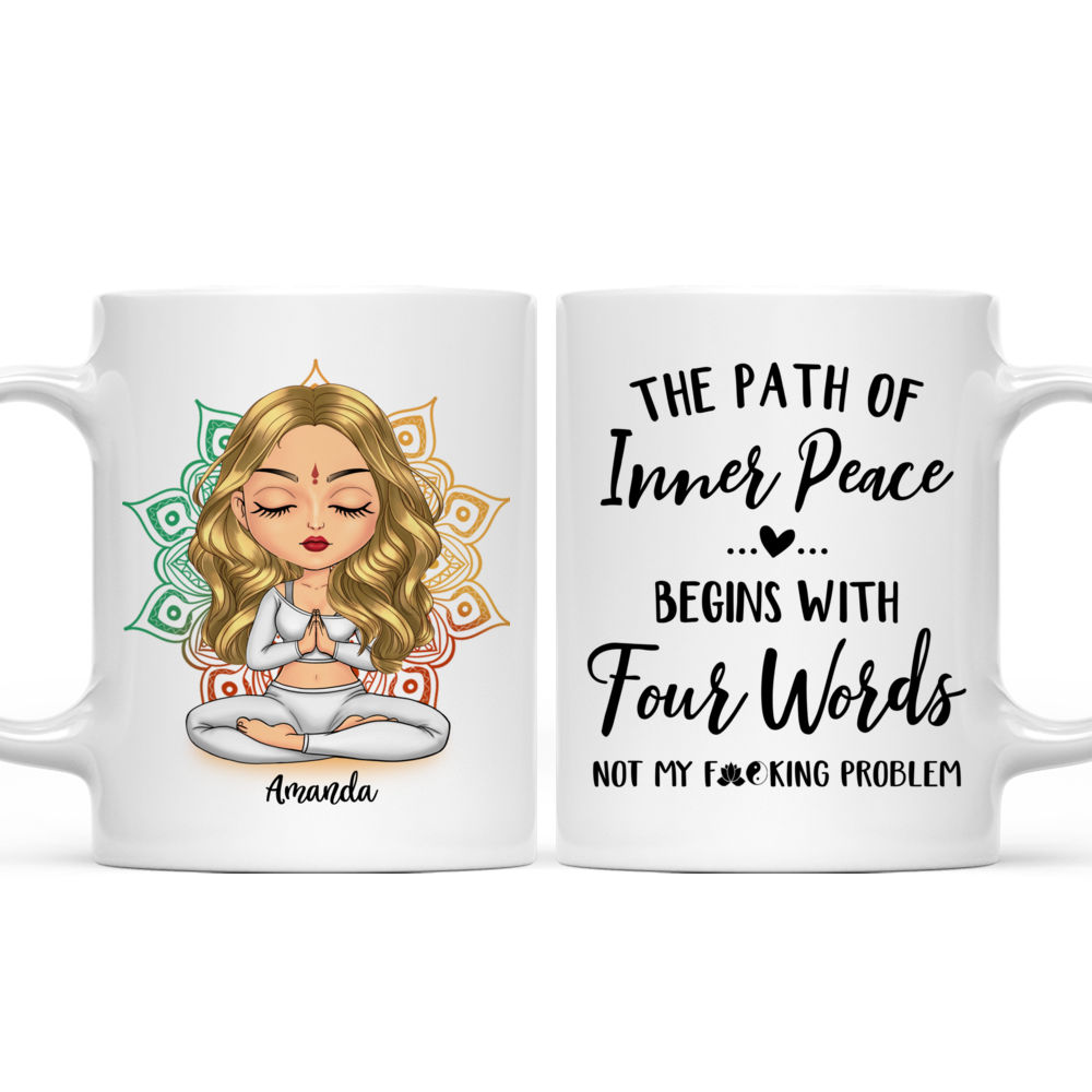 Personalized Mug - Yoga Chibi - The Path of inner peach begins with Four Words_3
