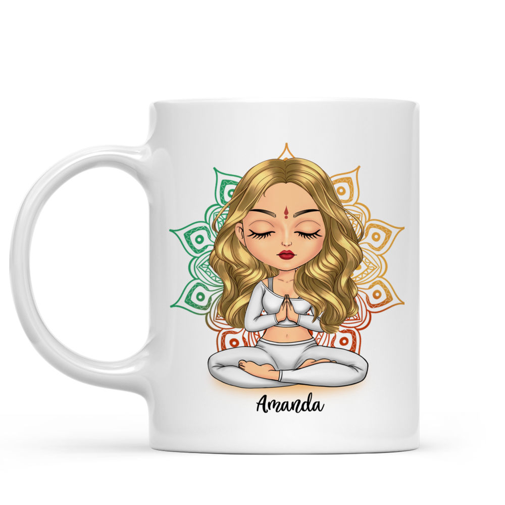 Yoga Chibi - The Path of inner peach begins with Four Words - Personalized Mug_1