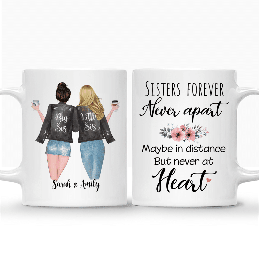 Personalized Coffee Mugs for 2 Sisters - Sisters Forever, Never Apart._3