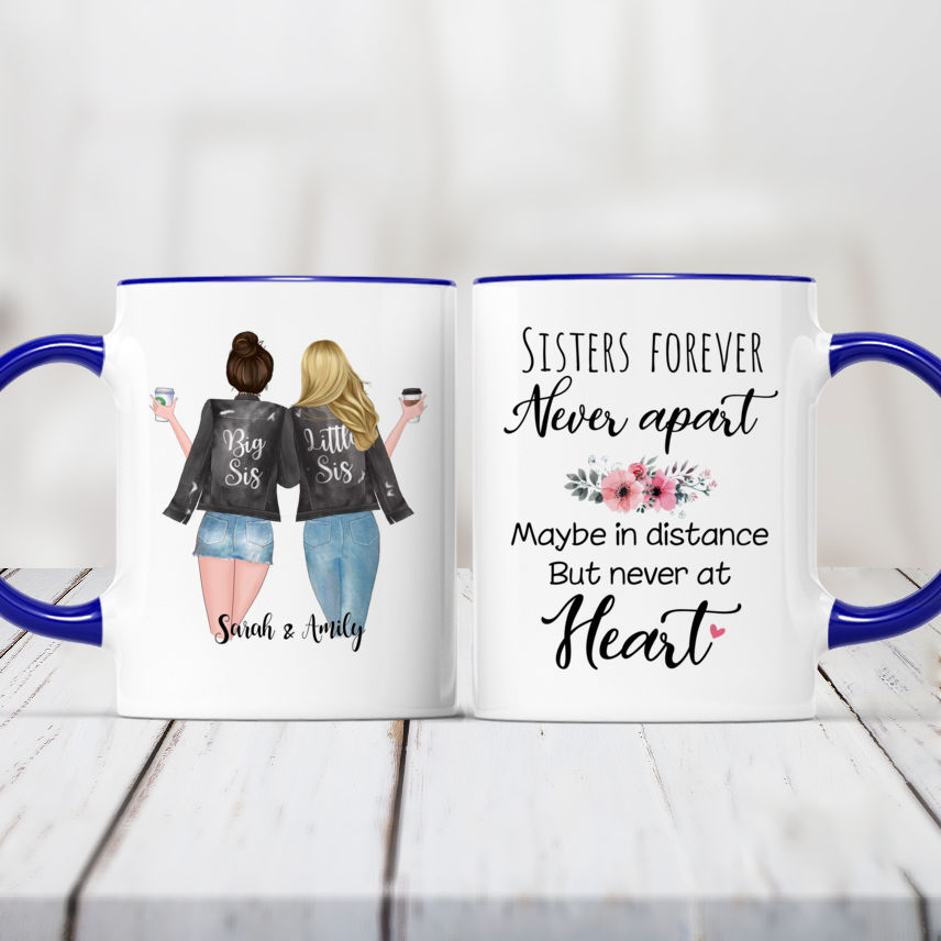 Personalized Sister Mug - Sisters Forever, Never Apart (Up to 6