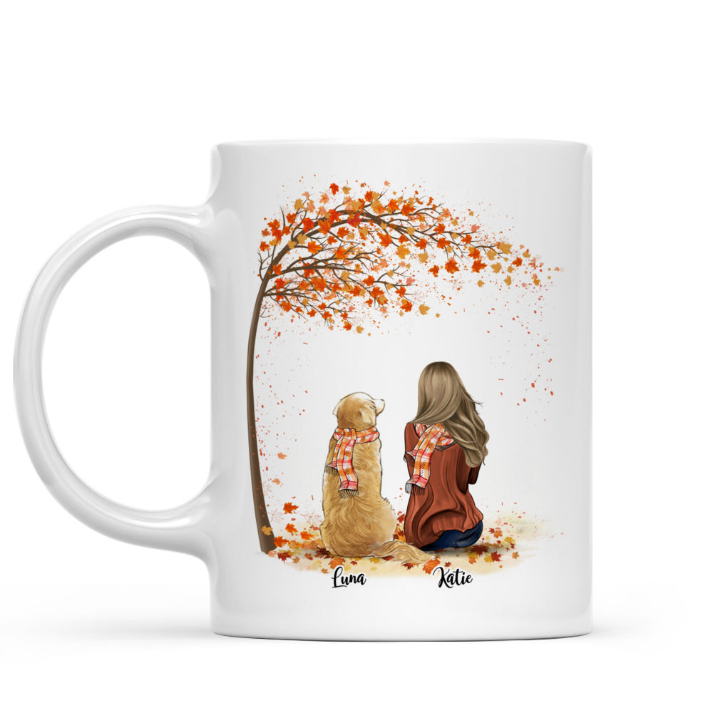 Personalized Mug - Girl and Dogs Autumn - Best Friend_1