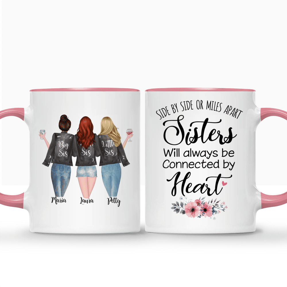 Customized 3 Sisters Coffee Mug - Side by Side or Miles Apart_3