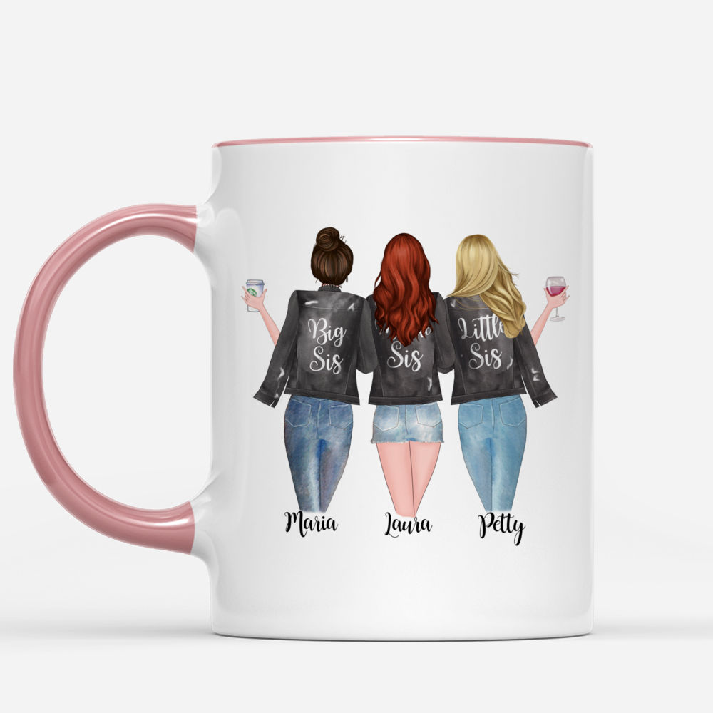 Customized 3 Sisters Coffee Mug - Side by Side or Miles Apart_1