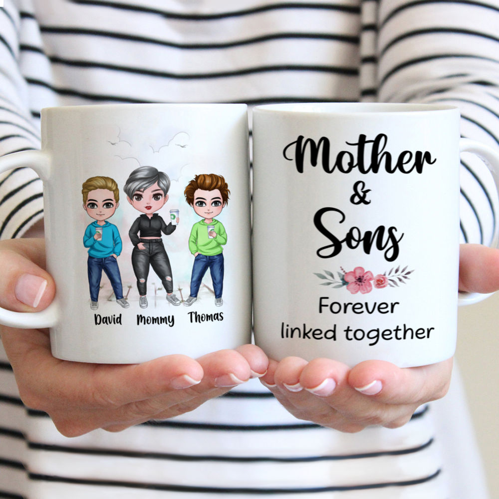 Personalized Mother & Son Mug - Mother And Sons Forever Linked