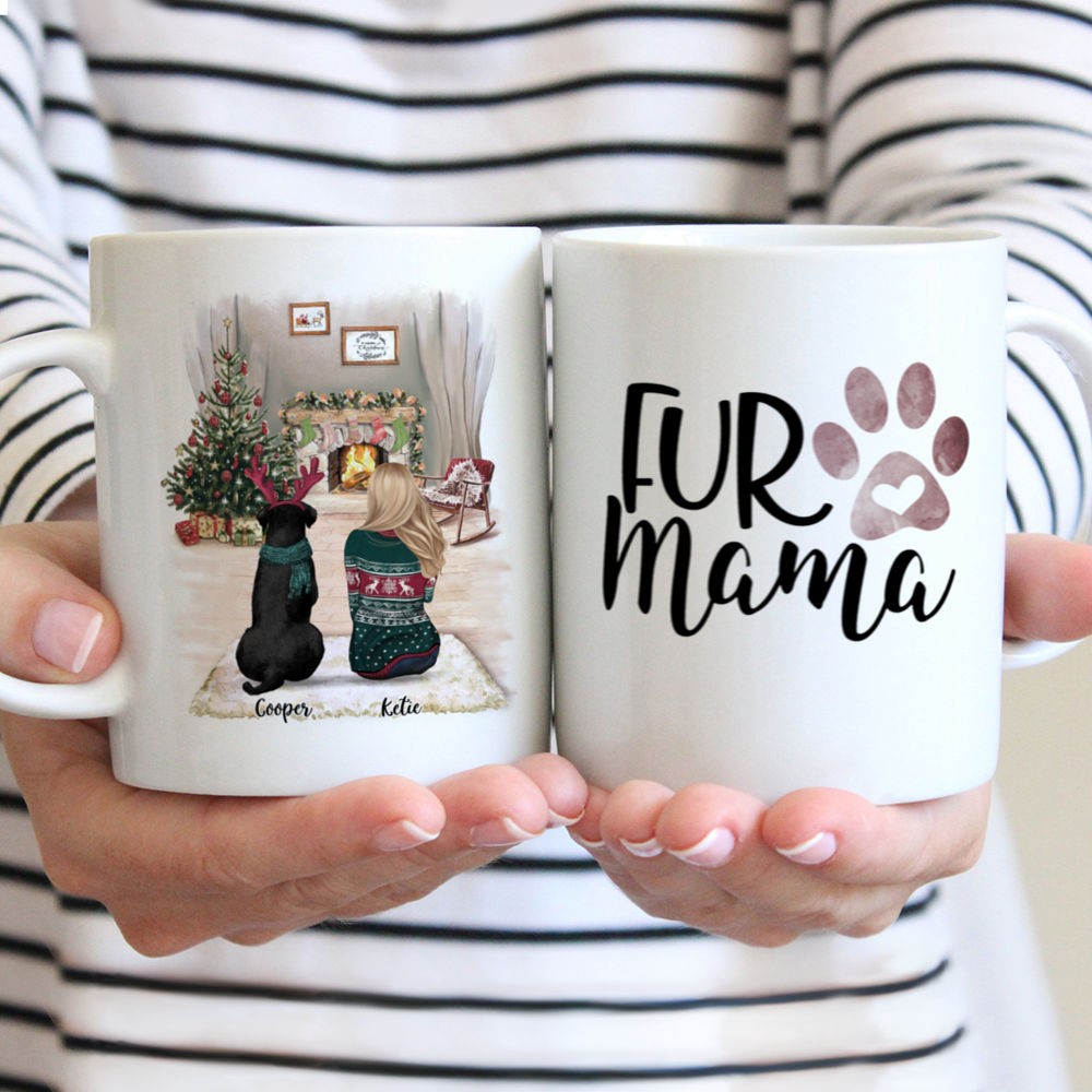 Personalized Mug - Girl and Dogs Christmas - Fur Mama