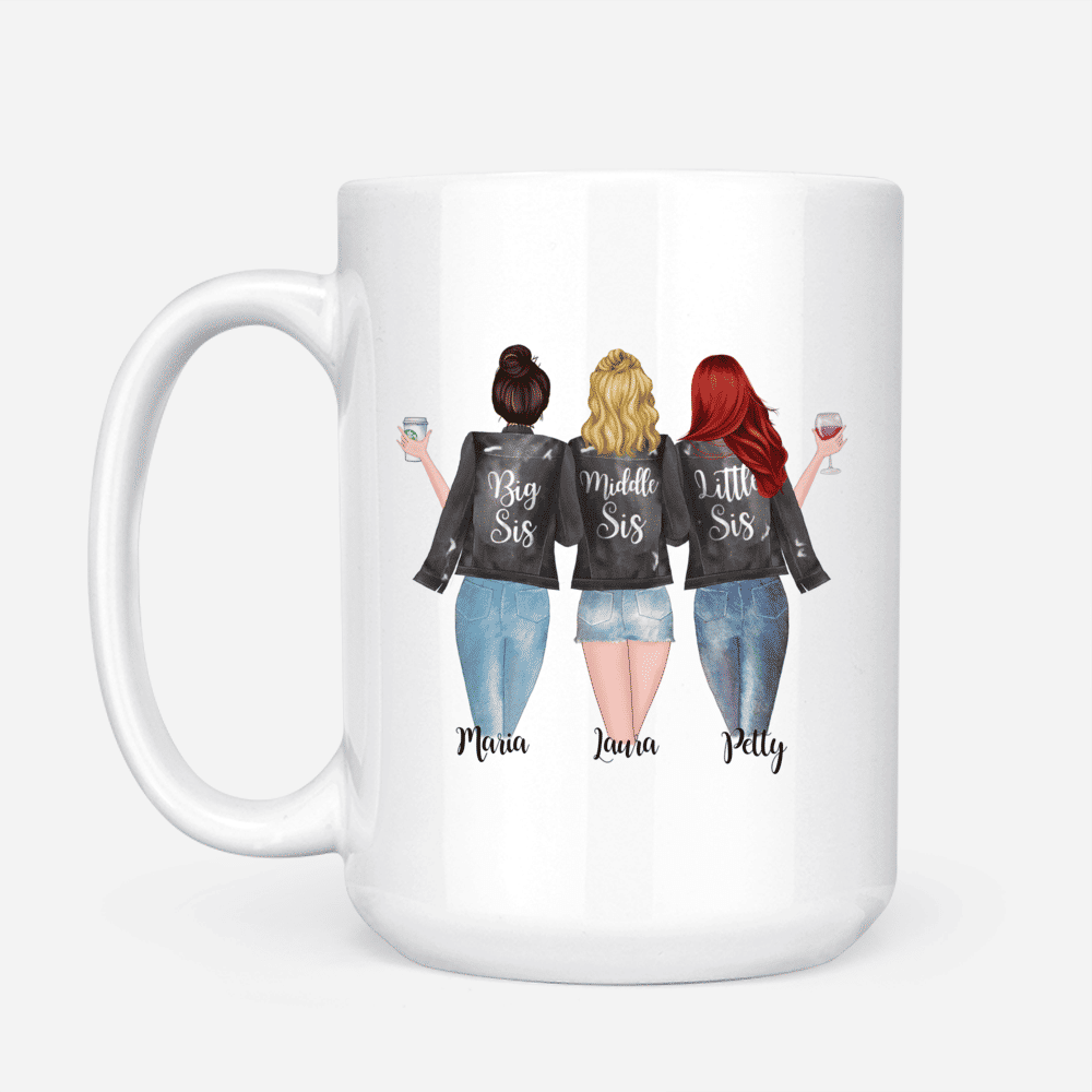 3 Sisters Personalized Mugs - Sisters Forever, Never Apart. Maybe in  distance but never at heart