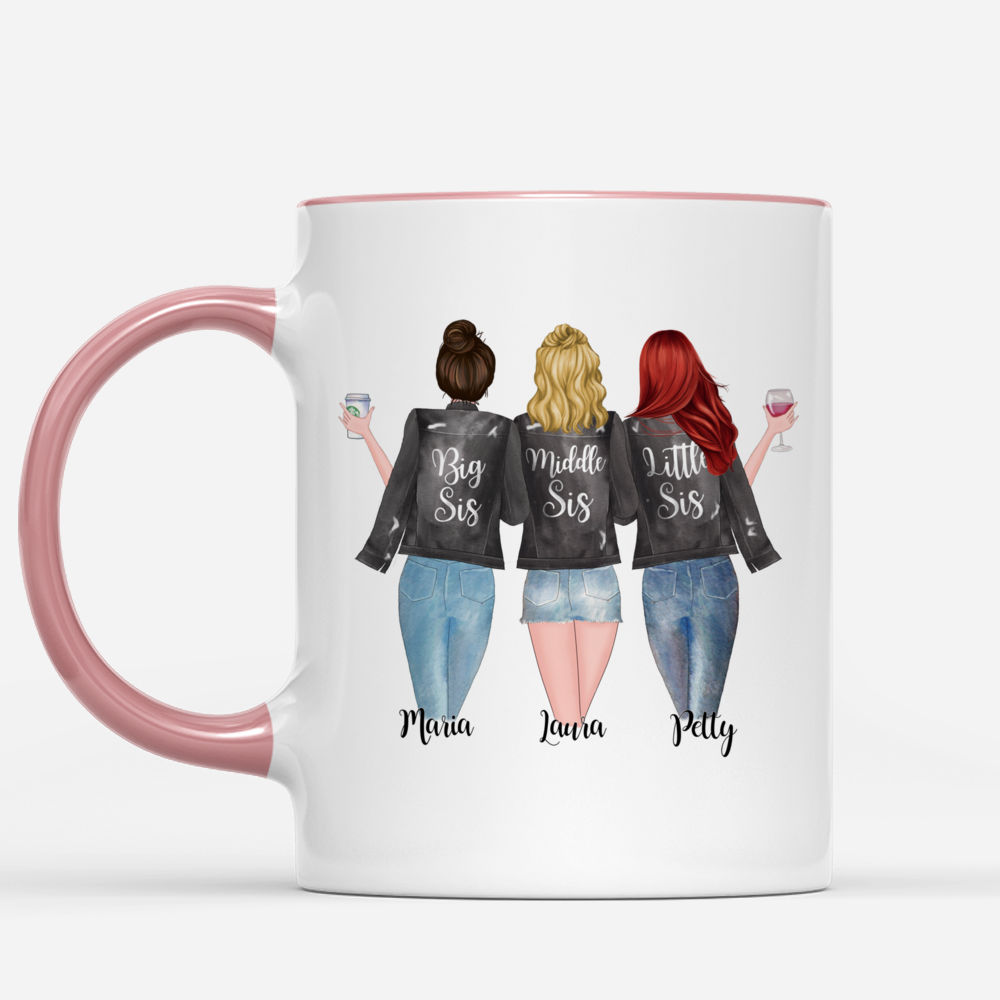 3 Sisters Personalized Mugs - Sisters Forever, Never Apart. Maybe in distance but never at heart_1