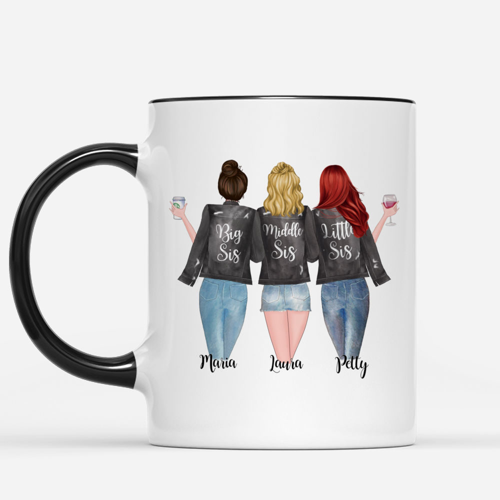 3 Sisters Personalized Mugs - Sisters Forever, Never Apart. Maybe in distance but never at heart_1