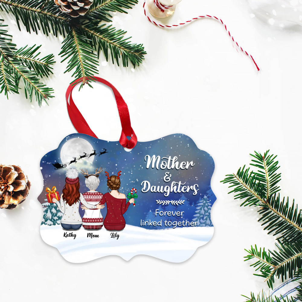 Mother & Daughters - Ornament - Mother & Daughters Forever Linked Together (D3) - Personalized Ornament_2