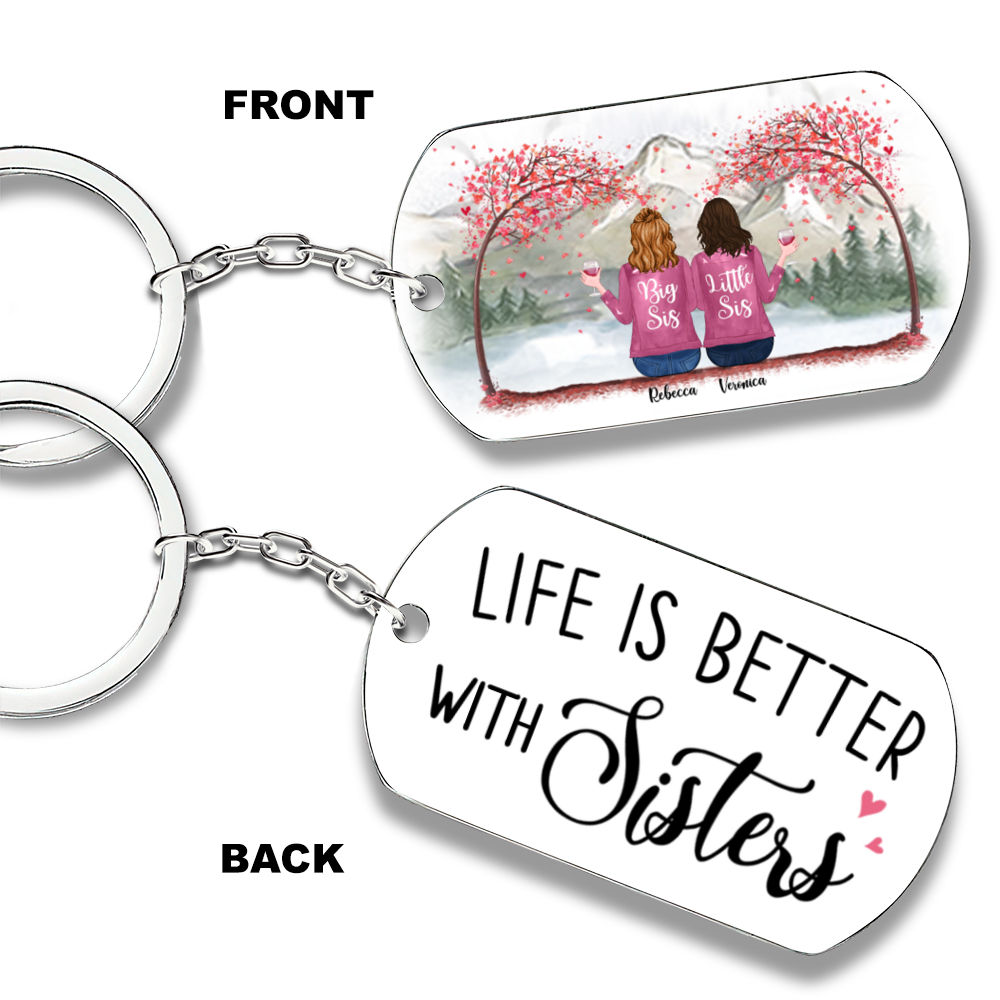 Personalized Keychain - Pink Sisters - Life is better with Sisters_1