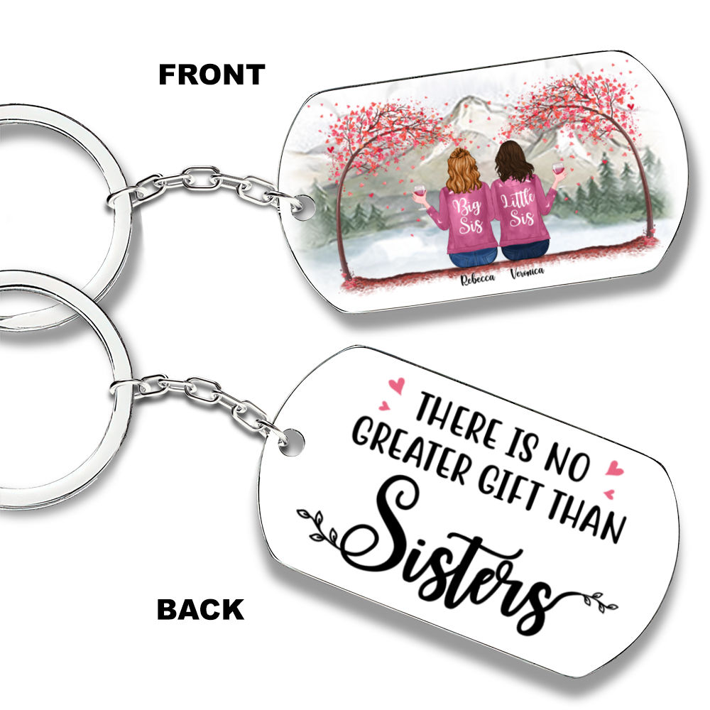 Personalized Keychain - Pink Sisters - There is No Greater Gift Than Sisters_1