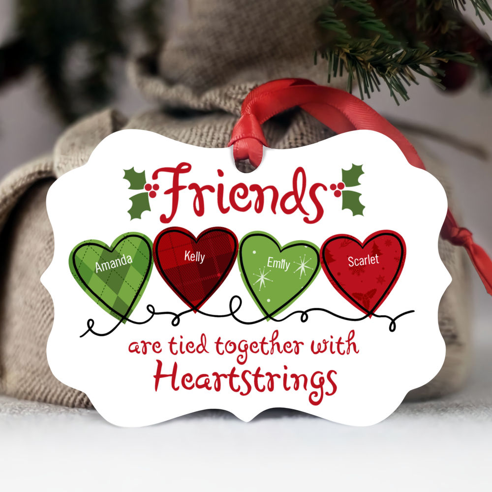 Personalized Christmas Ornament - Friends Are Tied Together with Heartstrings_1