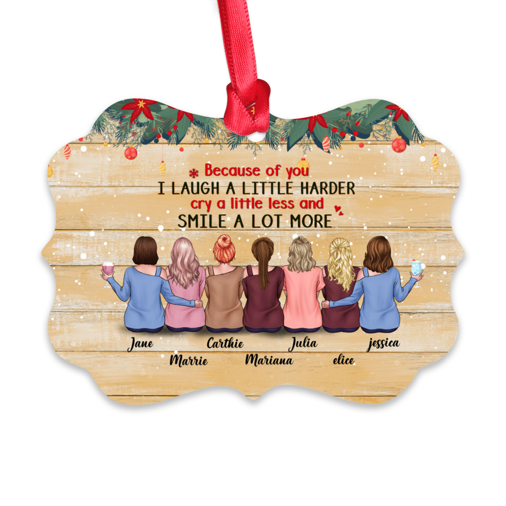 Personalized Ornament - Casual Style - Because Of You I Laugh A Little Harder Cry A Little Less And Smile A Lot More_1