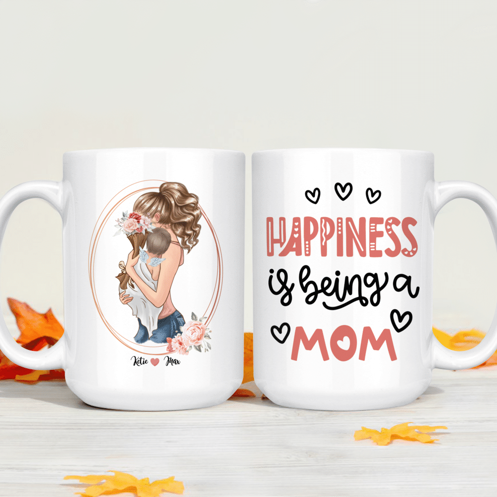 Personalized Family Mug - Mother & Kids Happiness Is Being A Mom