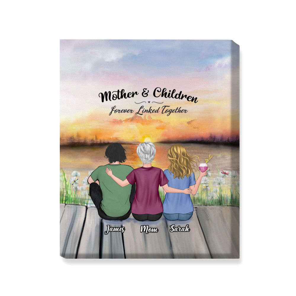 Customized Wrapped Canvas - Mother And Children Forever Linked Together_1