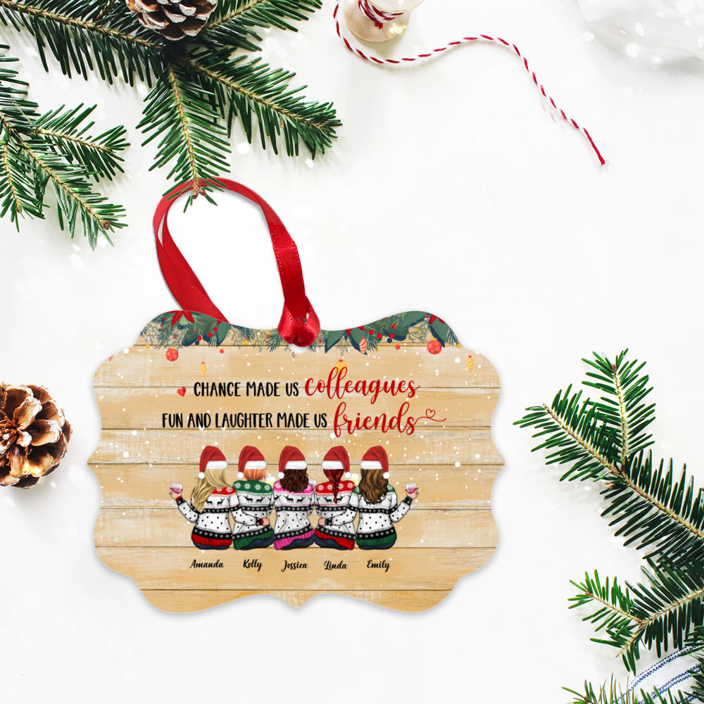 Personalized Ornament - Best friends christmas gift - Chance made us Colleagues, Fun and laughter made us friends_2