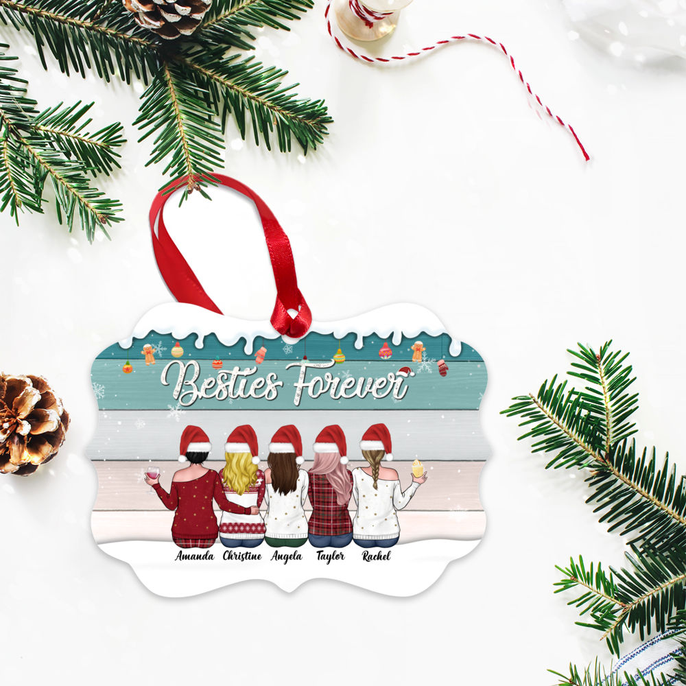 Personalized Xmas Ornament - Besties Forever (Snow Background)_2