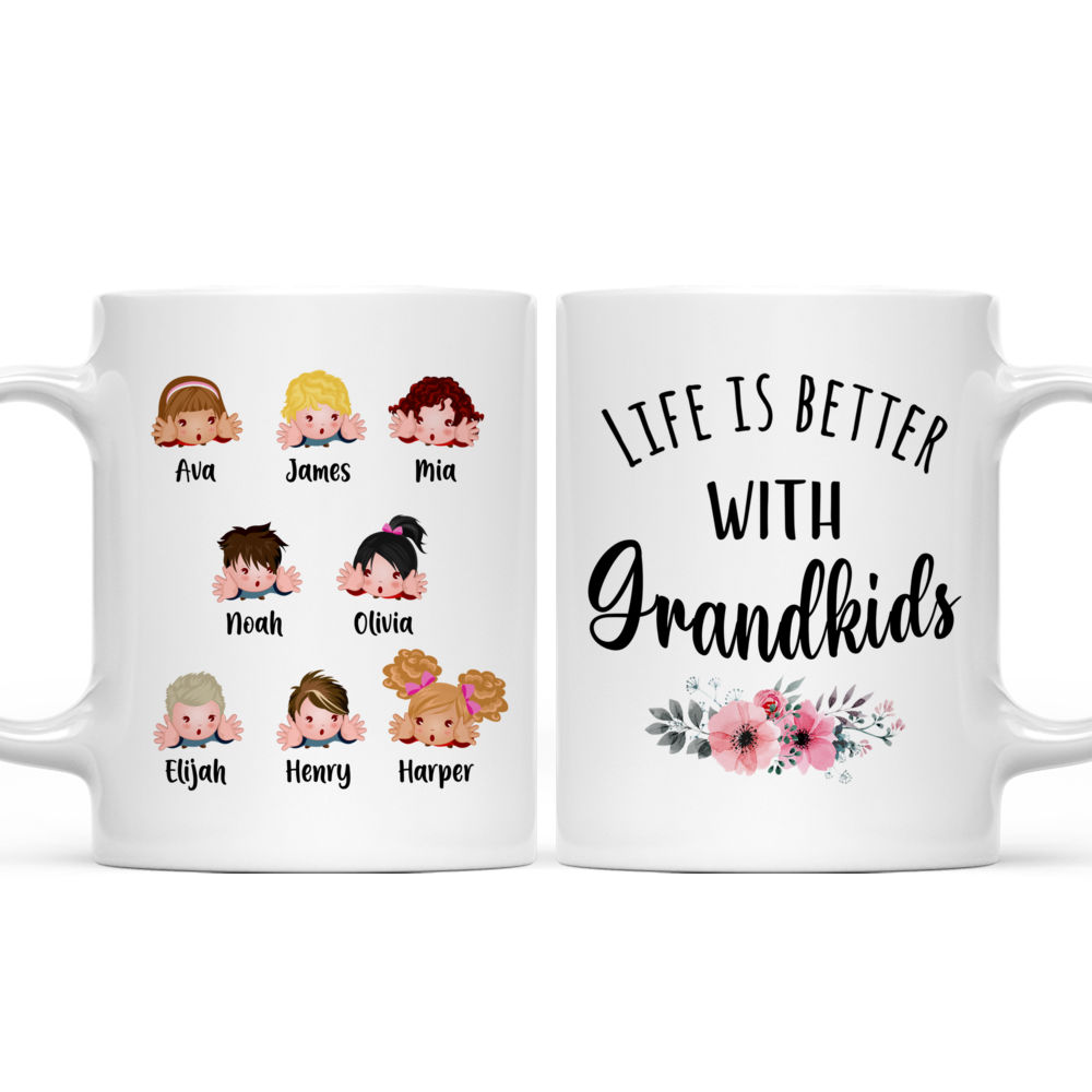 Personalized Mug - Grandma & Grandkids - Up to 9 Grandkids - Life Is Better With GrandKids_3