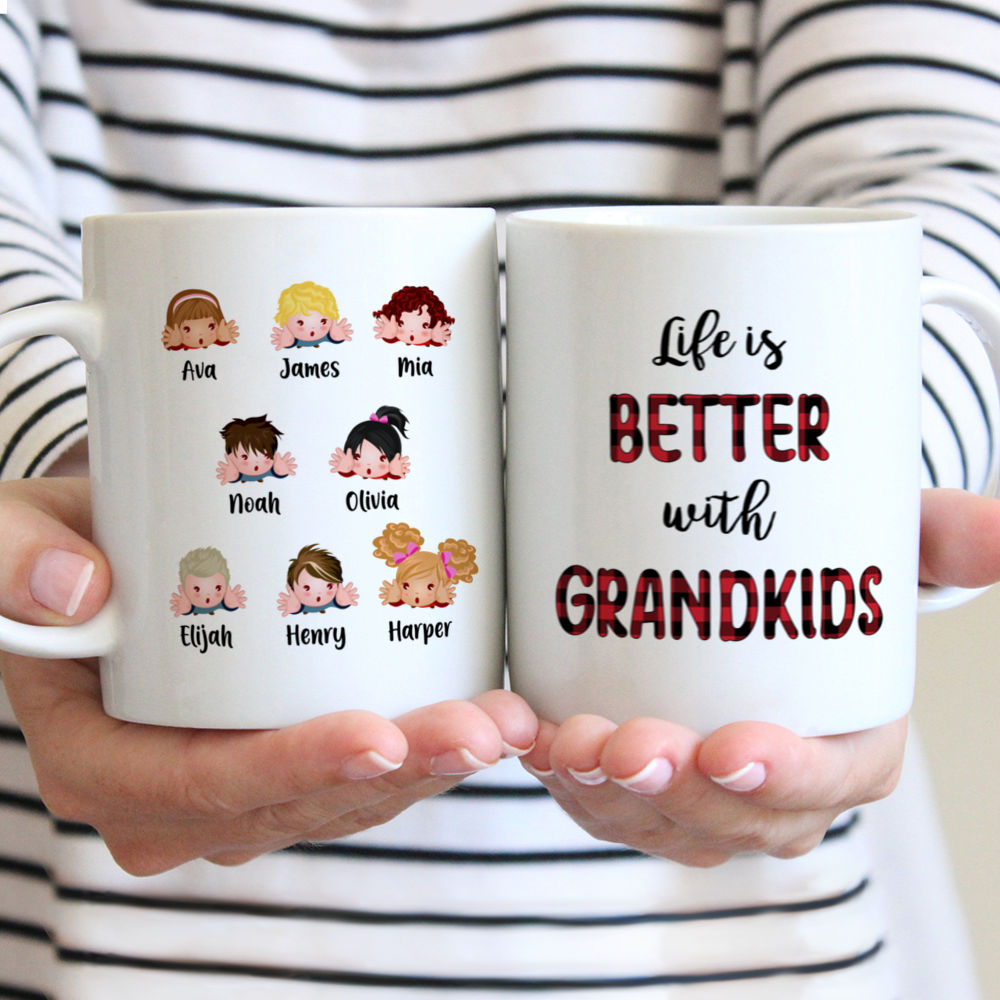 Personalized Mug - Grandma & Grandkids - Up to 9 Grandkids - Life Is Better With GrandKids