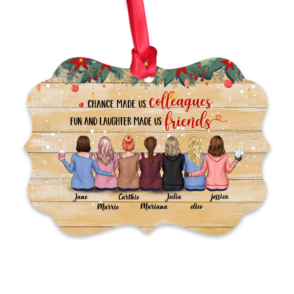 Best friends christmas gift - Casual Style - Chance made us Colleagues, Fun and laughter made us friends - Personalized Ornament_1