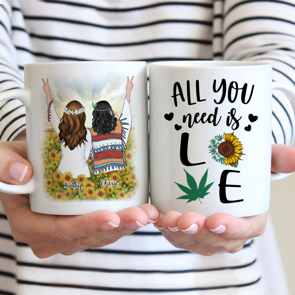 Personalized Mug - Sunflower Girls - All You Need Is LOVE