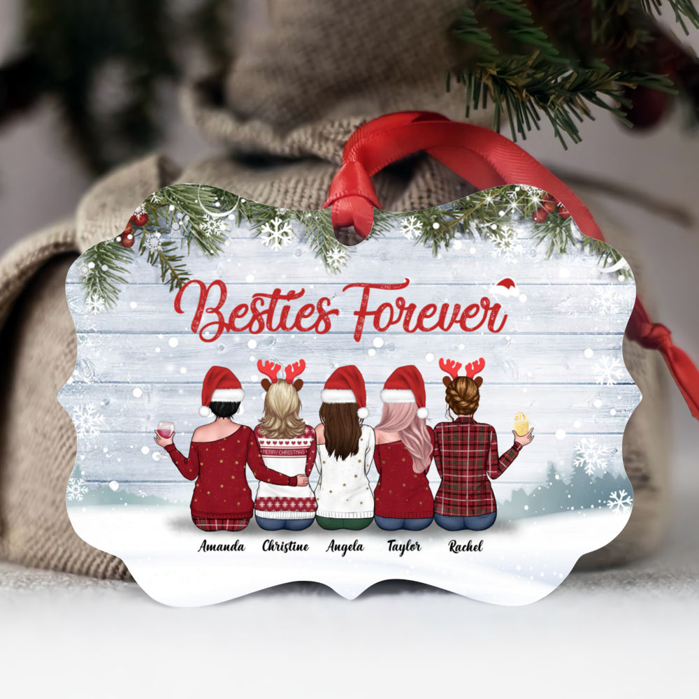 Personalized Ornament - Sisters Snow Ornament - Up To 8 Ladies - Besties Forever