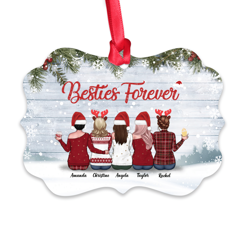 Personalized Ornament - Sisters Snow Ornament - Up To 8 Ladies - Besties Forever_1