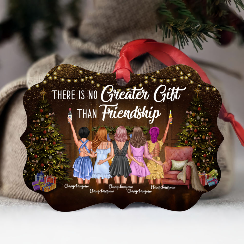 There's No Greater Gift Than Friendship - Personalized Aluminum Ornament -  Family Sitting