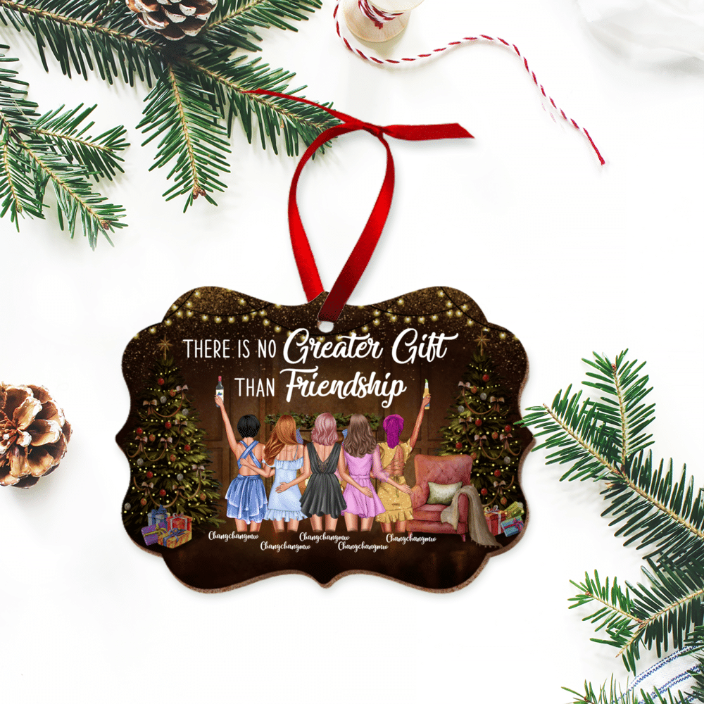 There's No Greater Gift Than Friendship - Personalized Aluminum Ornament -  Family Sitting