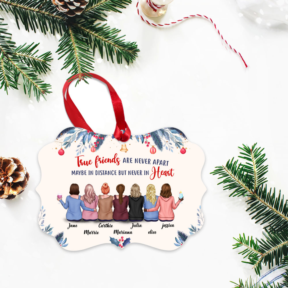 Personalized Ornament - Best friends christmas gift - Casual Style - True friends are never apart maybe in distance but never in heart_2