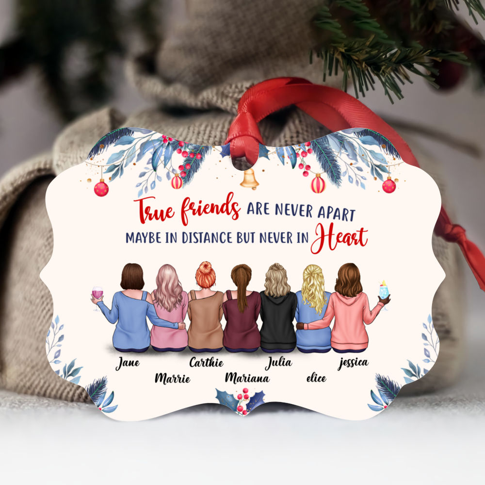 Personalized Ornament - Best friends christmas gift - Casual Style - True friends are never apart maybe in distance but never in heart