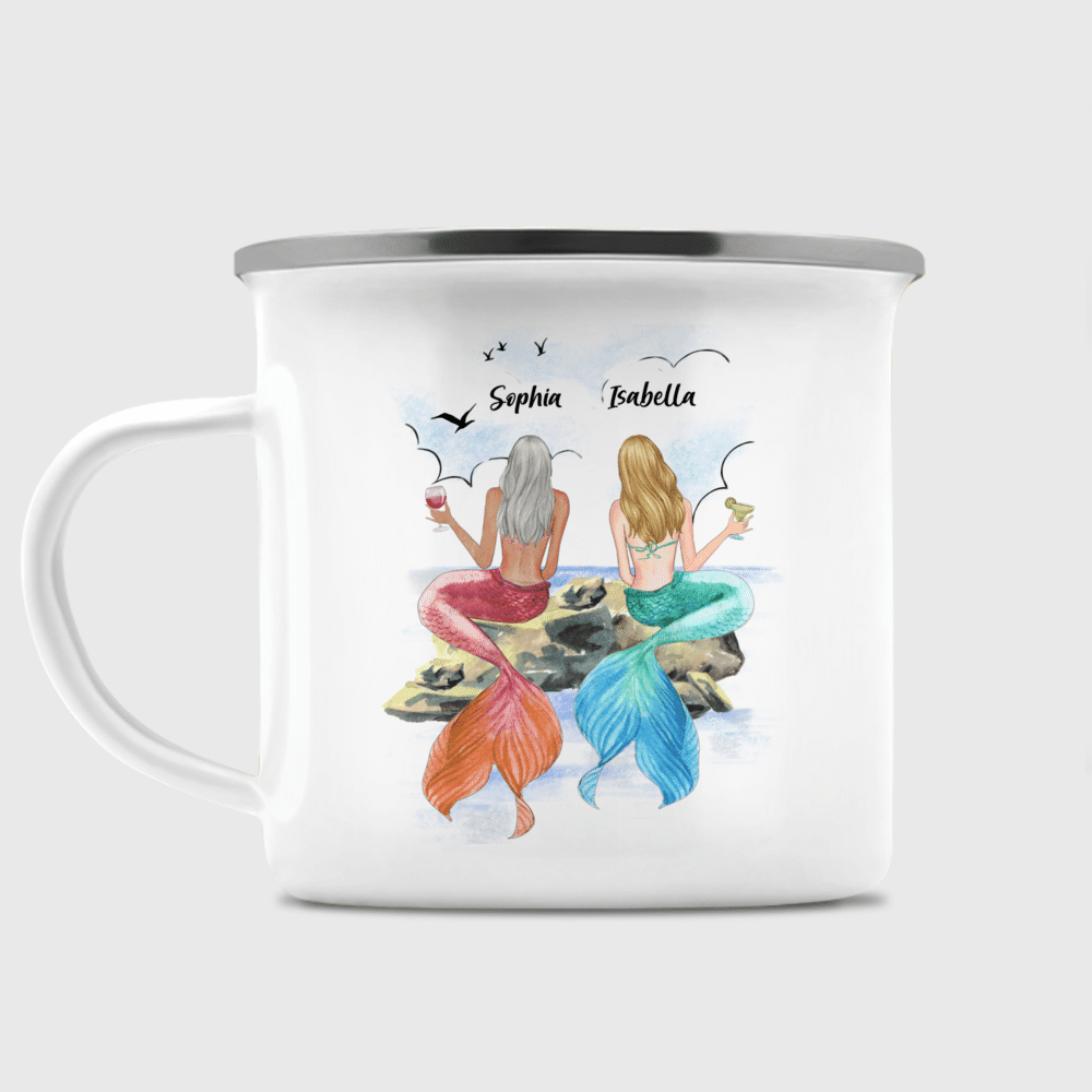 Personalized Mug - Best Friend Mermaid Girls - Because Of You I Laugh A Little Harder_1