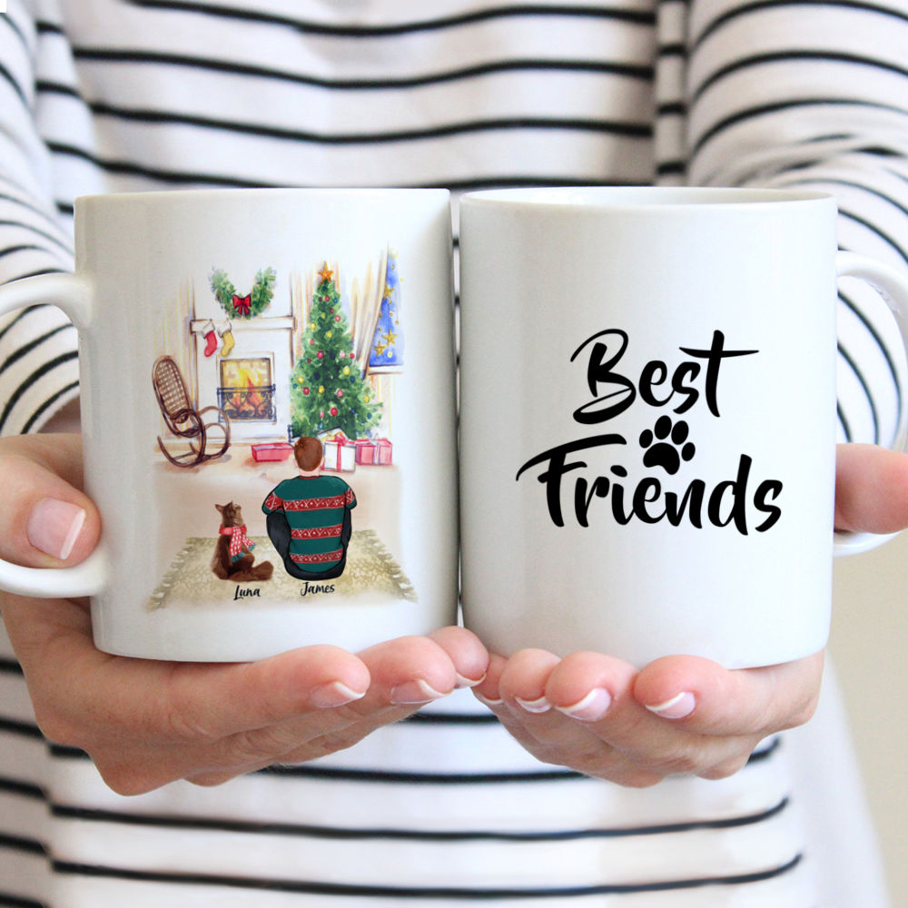 Personalized Christmas Mug - Best Friend (Man & Dog)