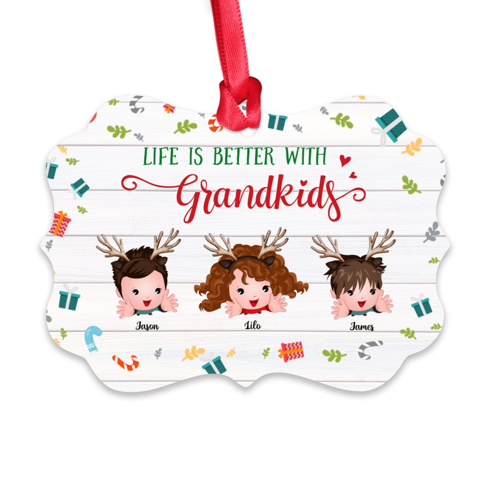 Personalized Ornament - Grandkids - Up to 9 Grandkids - Life is Better With Grandkids - Personalized Ornament_1