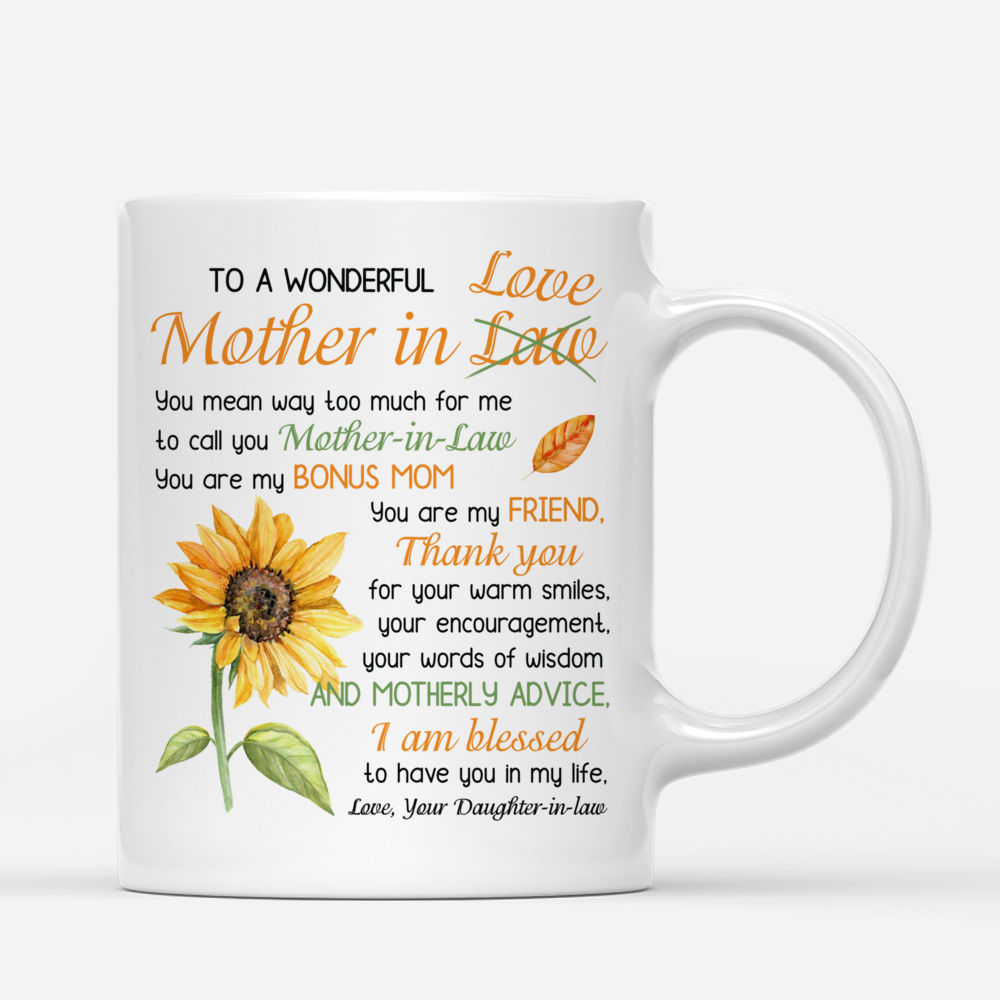 Mother-in-law Gifts - To a wonderful mother in law (love) - Mother's Day, Birthday Gifts, Gifts For Mother-in-law - Personalized Mug_2