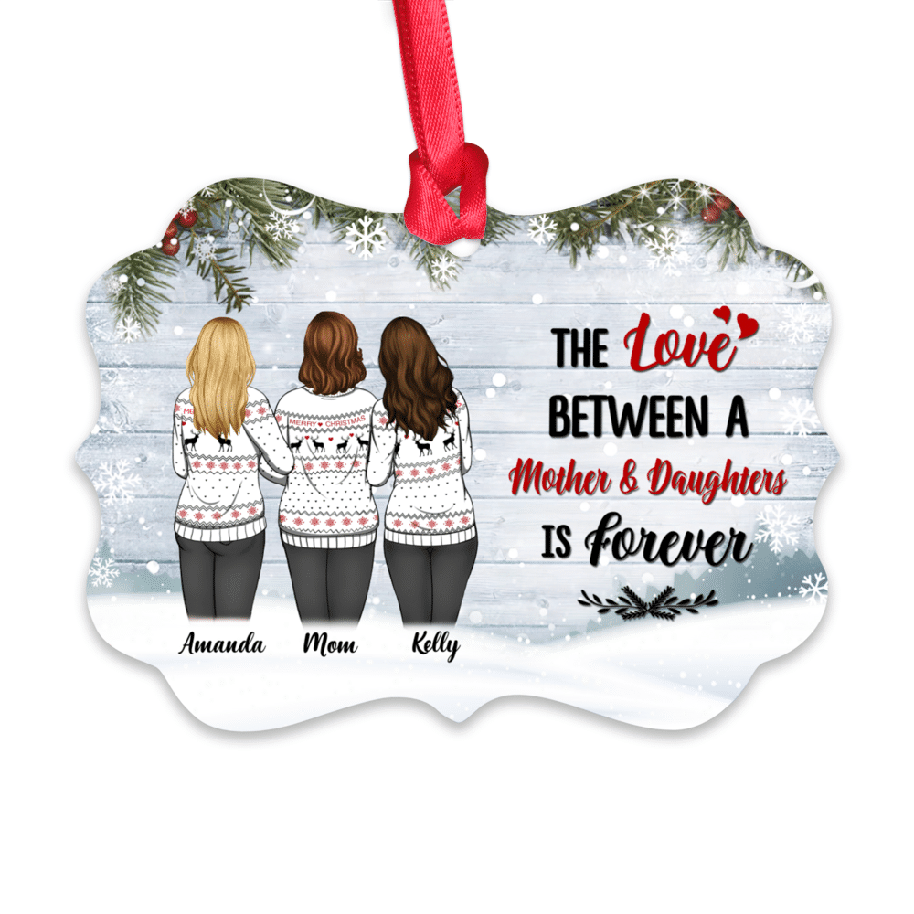 Personalized Ornament - Custom Ornament BG Snow - The Love Between Mother & Daughters Is Forever_1