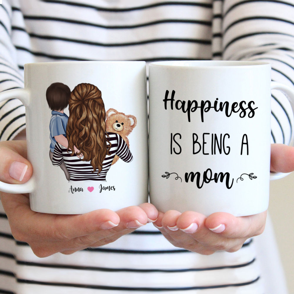 Personalized Mug - Happiness Is Being A Mom (Mother & Kid)