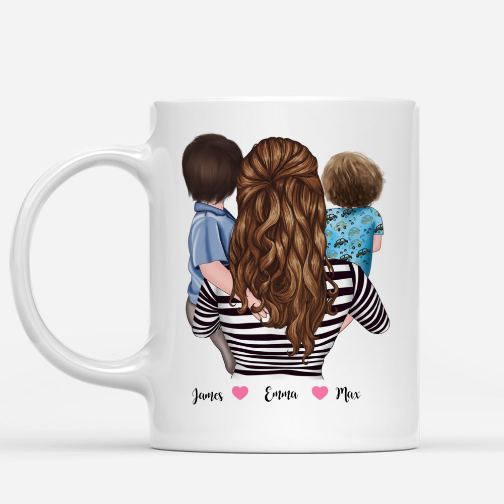 Family Personalized Mugs - Mother & 2 Sons - Happiness is Being A Mom_1
