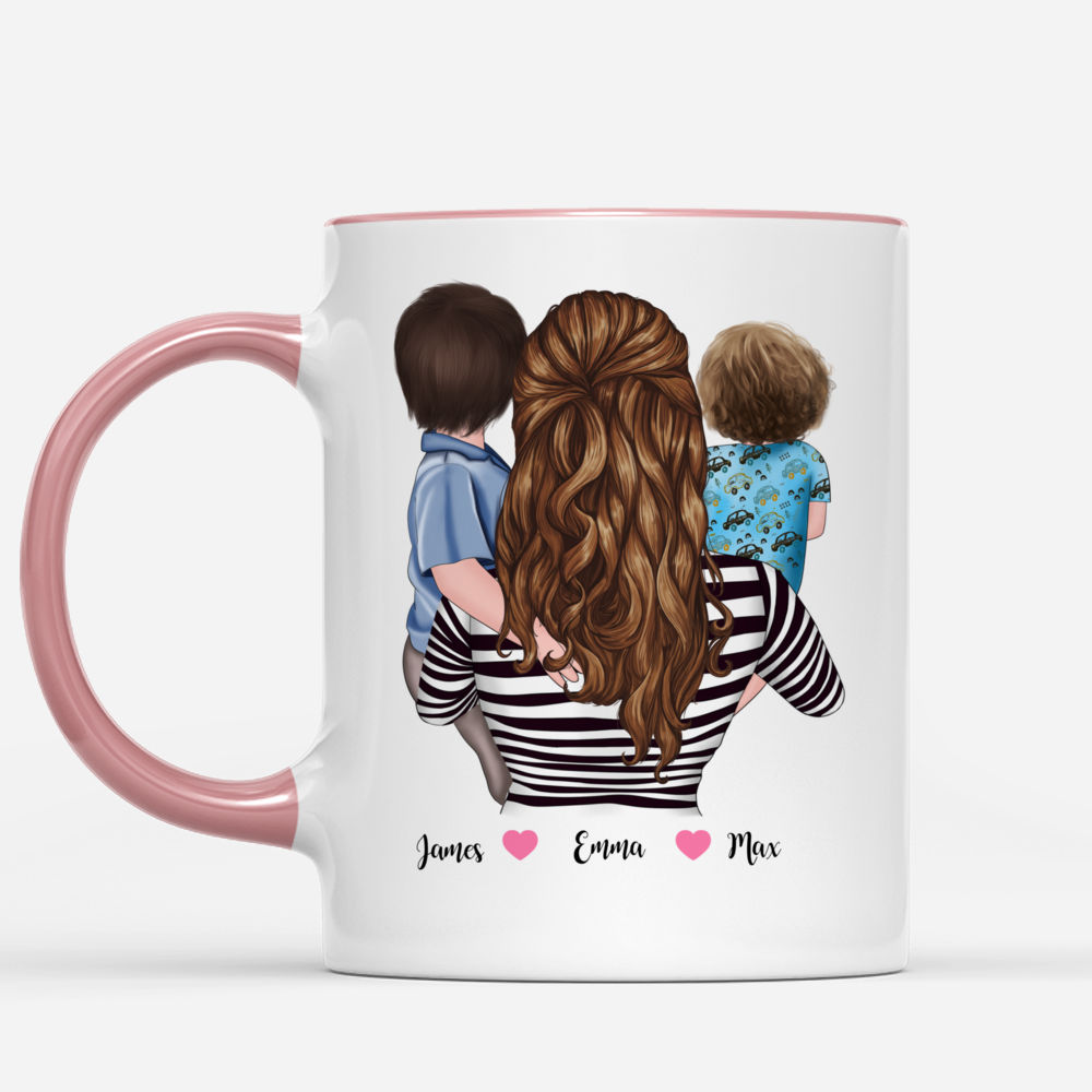 Family Personalized Mugs - Mother & 2 Sons - Happiness is Being A Mom_1