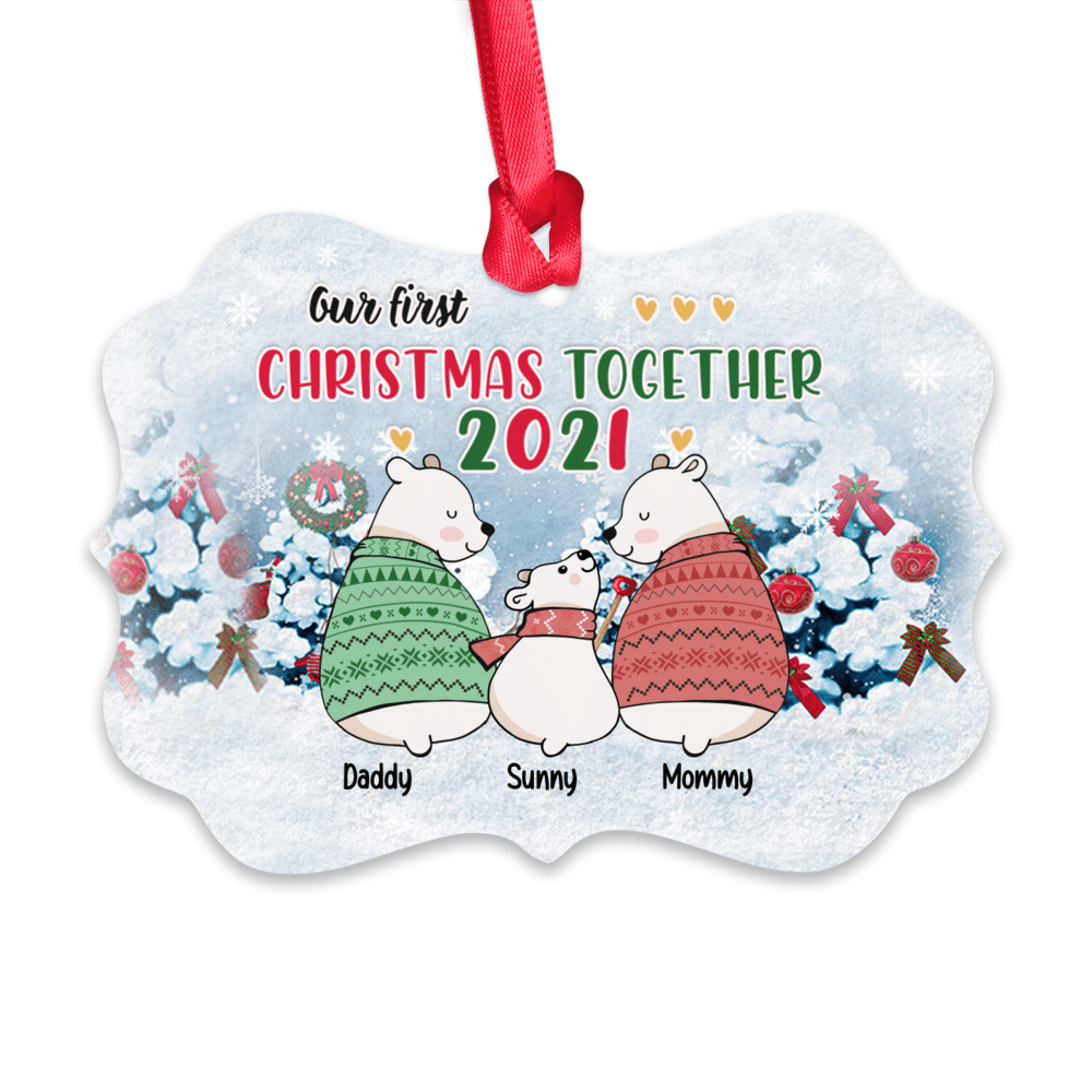 Personalized Ornament - Family Xmas 2024 - Bear Snow v1 - Our First Christmas Together 2024_1