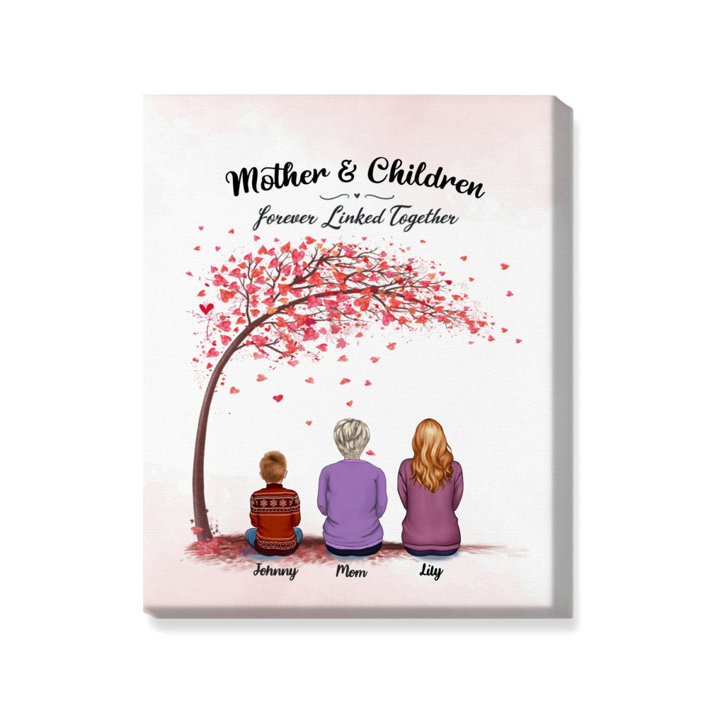 Personalized Wrapped Canvas - Mother's Day Canvas - Love - Mother And Children Forever Linked Together L2