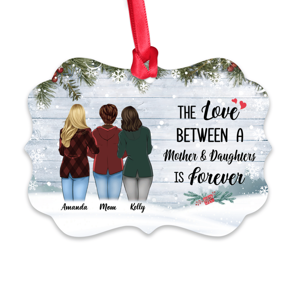 Personalized Ornament - Custom Ornament BG Snow - The love between a Mother & Daughters is forever - Up to 4 daughters_1