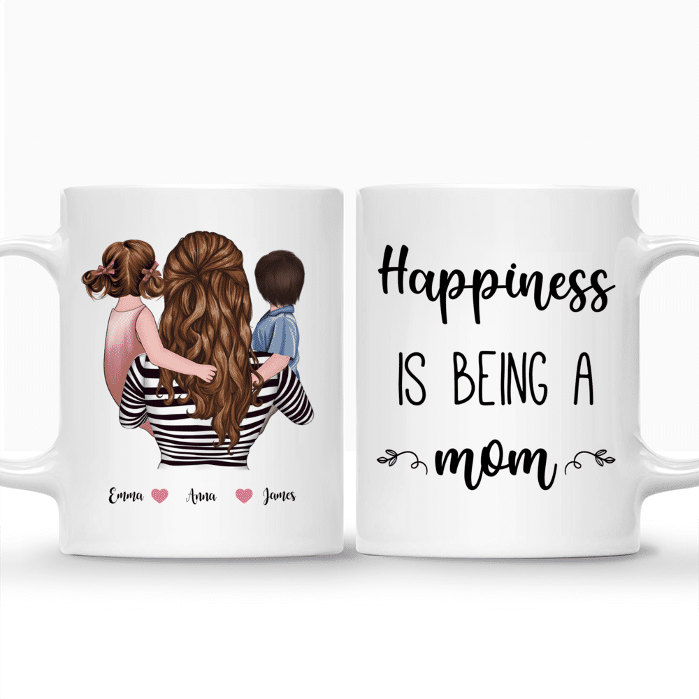 Personalized Family Mug - Daughter and Son - Happiness Is Being A Mom_3