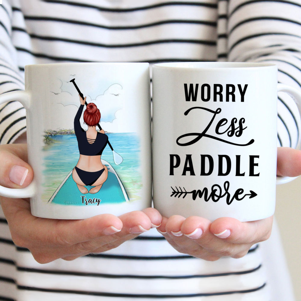 Personalized Mug - SUP Girl - Worry less. Paddle more