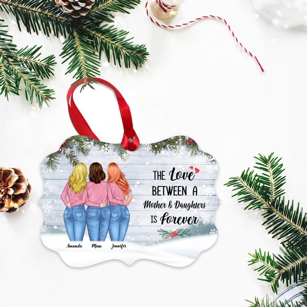 Personalized Ornament - Custom Ornament BG Snow - The love between mother & daughters is forever_2