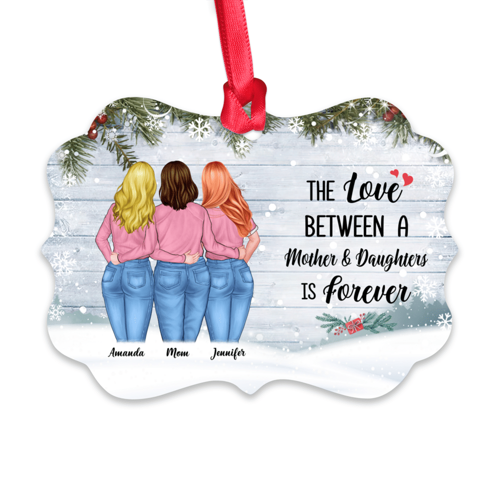 Personalized Ornament - Custom Ornament BG Snow - The love between mother & daughters is forever_1