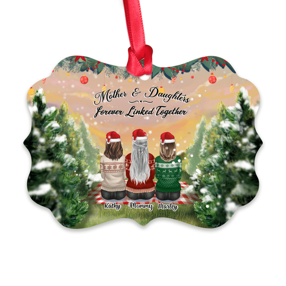 Personalized Ornament - Family Tree Farm - Mother and DAUGHTERS forever linked together_1