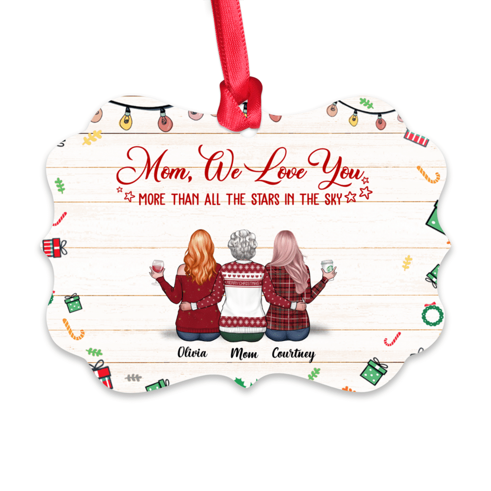 Personalized Ornament - Custom Ornament BG5 - Up to 4 daughters - Mom, we love you more than all the stars in the sky_1