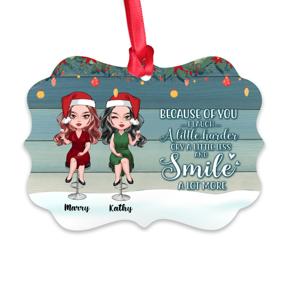 Personalized Ornament - Because Of You I Laugh A Little Harder_1