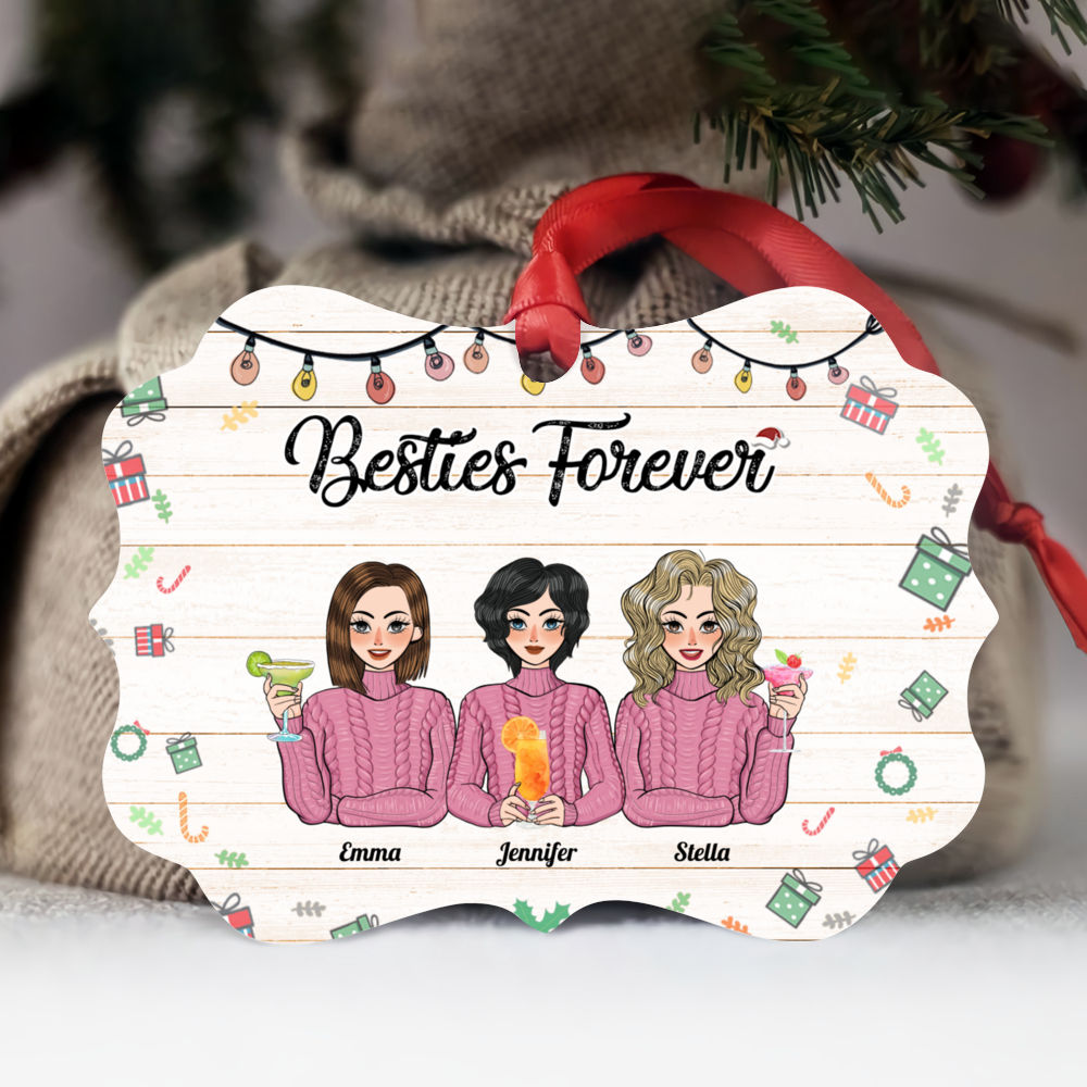 Personalized Ornament - Christmas Ladies - Besties Forever - Up to 5 Ladies (2)